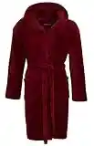 Strong Souls Mens Luxury Fleece Dressing Gown Plain Burgundy Large