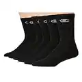 Champion Men's Double Dry Moisture Wicking Crew Socks 6, 8, 12 Packs Availabe, Black Crew C - 6 Pack, 6-12