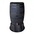 RTS Home Accents Polyethylene 50 Gallon Flat Back Eco Rain Barrel with Stand, Black Color