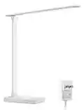Lepro LED Desk Lamp, Metal Desk Light 9W 550lm, Dimmable Home Office Desktop Task Lamp Touch Control, 3 Color Modes, School Supplies College Dorm Room Essentials, Reading, Crafting, Sewing, White