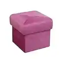 HomeHarmony® Velvet Muffin Top Ottoman Storage Box Footstool Footrest Toy Storage Box Extra Padded Seat (Pink)