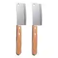 HEMOTON 2Pcs Coltello da Chef Mannaia Cinese Mini Coltello da Cucina in Acciaio Inossidabile con Manico in Legno Verdure Antiaderenti Coltello da Taglio di Manzo Pane Taglierina di