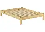 Erst-Holz® Doppelbett Massivholzbett Kiefer Natur 140x200 Futonbett Jugendbett Einzelbett Rollrost 60.35-14