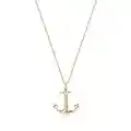 Mevecco Gold Dainty Anchor Pendant Necklace,14K Gold Plated Cute Horizontal Hammered Necklace for Women