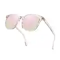 Myiaur Mirrored Sunglasses for Women, Sunglasses Polarized UV Protection, Classic Square Sunglasses for Outdoor Activities (Pink Frame/Pink Mirrored Polarized Lens)