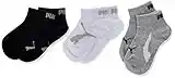 PUMA Kids' Bwt Quarter Socks (3 Pack), Calzini Unisex bambini e ragazzi, white grey black, 27-30 confezione da 3