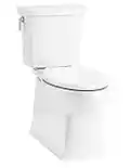 KOHLER 3814-0 Corbelle Comfort Height(R) elongated 1.28 gpf toilet with skirted trapway and Revolution 360 swirl flushing technology and left-hand trip lever (2 Piece), White