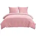 WAVVE Bettwäsche 155x220 3teilig Rosa - Bettbezüge 155 x 220 Sets mit 80x80 cm Kissenbezug, Bettwäsche Pink für Einzelbett, Weich Bettbezug mit Reißverschluss