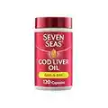 Seven Seas Cod Liver Oil Tablets With Omega-3, Fish Oil, One A Day, 4 Months Supply (120 Capsules), EPA & DHA, With High Strength Vitamin D & A