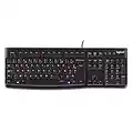 Logitech K120 Clavier Filaire pour Windows, USB Plug-and-Play, Taille Standard, Résistant Eclaboussures, Barre D'Espacement Incurvée, Compatible PC, Ordinateur Portable, Clavier Français AZERTY - Noir