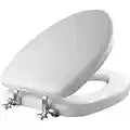 Mayfair 1815CP 000 Soft Toilet Seat Chrome Will Never Loosen, White, 1 Pack Elongated-Premium Hinge