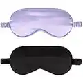 2Pack Silk Sleep Mask,IEKEODI Eye Mask for Sleeping,Elastic Blackout Eye Mask & Blindfold for Full Night's Sleep,Travel and Nap(Black+Purple)