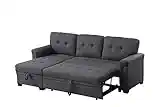Lilola Home Linen Reversible Sleeper Sectional Sofa with Storage Chaise, Dark. Gray