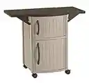 Suncast Outdoor Grilling Prep Station Table with Storage, Taupe/Brown