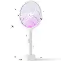 YISSVIC Bug Zapper Racket 4000 Volt Electric Fly Swatter Mosquito Killer Dual Modes with Purple Attractant Light Rechargeable