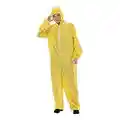 EraSpooky Men Yellow Jumpsuit Hazmat Costume Halloween Party Coverall,Gloves,Goggles