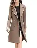 Bankeng Women Winter Wool Blend Camel Mid-Long Coat Notch Double-Breasted Lapel Jacket Outwear (Camel,M)