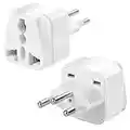 2-Pack UK to Switzerland Plug Adapters Swiss Power Converter Grounded Universal Travel Adapter 3 Pin Switzerland International Type J Plug (White)