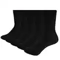 YUEDGE Women's Socks Breathable Solid Casual Black Cotton Socks Thin Crew Dress Socks For Ladies Size 4-7,5 Pairs/Pack