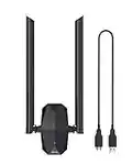 ioGiant AX1800 Antena WiFi USB Largo Alcance WiFi 6 USB Doble Banda Adaptador Red WiFi Inhalambrico 5GHz(1201Mbps) y 2.4GHz(574Mbps) Receptor WiFi USB para PC Sobremesa Ordenador para Windows 11/10