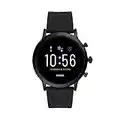 Fossil 44mm Gen 5 Carlyle Stainless and Silicone Touchscreen Smart Watch with Heart Rate, Color: Black (Model: FTW4025)