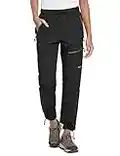 BALEAF Women's Hiking Pants Quick Dry Water Resistant Lightweight Joggers Pant for All Seasons Elastic Waist Black Size L