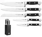 Lief + Svein German Steel Knife Block Set, 5-Piece Kitchen Knife Set with Block. German Stainless 1.4116 Steel. Unique Kitchen Knives. Ideal Modern Décor Black Knife Sets with Block.