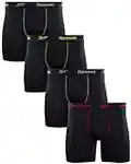 Reebok Men's Active Underwear - Sport Soft Performance Boxer Briefs (4 Pack), Size Large, All Black