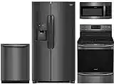 Frigidaire Gallery 4-Piece Black Stainless Kitchen Package FGSC2335TD 36" Side-by-Side Refrigerator, FGEF3036TD 30" Freestanding Electric Range, FGID2466QD 24" Fully Integrated Dishwasher and FGMV176N