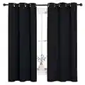 NICETOWN Blackout Window Panels for Bedroom - Black Thermal Insulated Eyelet Top Window Drapes (42 Inch Wide by 63 Inch Long, Black, 2 Panels)