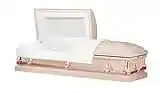 Titan Casket Orion Series Steel Casket (Pink and Rose Gold) Handcrafted Funeral Casket - Pink and Rose Gold Finish with White Crepe Interior