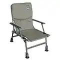 KMS Carpzilla Outdoor Portable Folding Carp Fishing Chair Camping Heavy Duty 4 Adjustable Legs Dark Green FC-053