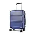 Kono 20 inch Cabin Suitcase Lightweight ABS Carry-on Hand Luggage 4 Spinner Wheels Trolley Case 55x40x22 cm(Navy)