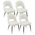 chairus Set of 4 Velvet Dining Chairs for Kitchen Living Room Modern Armless Office Chair Hollow Back Upholstered Corner Chairs with Metal Legs (Beige-4)