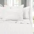 Elegant Comfort Best, Softest, Coziest 6-Piece Sheet Sets! - 1500 Thread Count Egyptian Quality Luxurious Wrinkle Resistant 6-Piece Damask Stripe Bed Sheet Set, Queen White