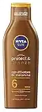 NIVEA SUN Crema Solare Protect & Bronze FP6 in flacone da 200 ml, Crema abbronzante e idratante, Latte solare per un'abbronzatura dorata, intensa e uniforme