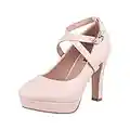 Elara Tacchi Alti da Donna Cinghietta Vintage Chunkyrayan Beige ZZ535 Beige-37