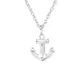 The Rose & Silver Company Women 925 Sterling Silver Anchor Necklace 45cm / 17.7"