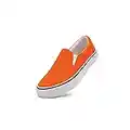 Low-Top Slip Ons Women's Fashion Sneakers Casual Canvas Sneakers for Women Comfortable Flats Breathable Padded Insole Slip on Sneakers Women Low Slip on Shoes, 9, Orange