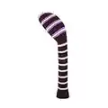 Scott Edward Housse de club de golf hybride en tricot pour Hybrids/UT à rayures fines classiques avec col long, couleurs amusantes et fraîches (marron violet)