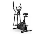 Limepeaks Fitness - LMP-1001 Compact 2-In-1 Dual Action Indoor Elliptical Cross Trainer and Cycling Machine with 8 Resistance Levels Adjustable Seat Digital Monitor and Tablet Holder