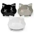 Navaris Set 3X Ciotola per Gatto - 3x1 Scodelle per Gatti e Cani in Melamina - Vaschette per Cibo Secco Umido e Acqua - Pet Bowls Bianco Grigio Nero