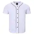 T-shirt ouvert à rayures de baseball pour homme - Maillot de sport - Haut boutonné surdimensionné, blanc, XL