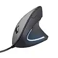 Trust Verto Wired Ergonomic Mouse, Vertical Mouse with LED Illumination, 1000-1600 DPI, 6 Buttons, for Right Hand Users, Computer Mouse for PC and Laptop - Black