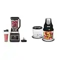 Ninja 2-in-1 Blender with Auto-iQ (BN750UK) 1200 W, 2.1 Litre Jug, 0.7 Litre Cup, Black/Silver & Ninja Professional Chopper [NJ1002UKBK] Stackable, 200W, Black