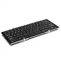 Aluratek Portable Aluminum Tri-Fold Bluetooth Keyboard (Standard Full-Size) with Built-in Rechargeable Battery for iPhone, Smartphone, iPad, Tablet, Mac, PC (ABLKO4F) Black