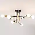 SOZOMO Nordic Sputnik Chandelier, Modern Sputnik Chandelier Mid Century Modern Black Gold Branching Pendant Light Fixture, E27 Semi Flush Mount Ceiling Light for Living Dining Room Loft. (6-Lights)