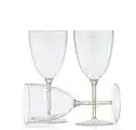 Decor Decorline - 48 x Gobelets à vin en Plastique Rigide de Qualité Supérieure des Verres à Vin - Paillettes Dorées - pour les Mariages et Fêtes, 200 ml - Réutilisables et Stables