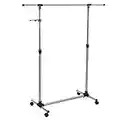 SONGMICS Adjustable Garment Coat Rack, Hanging Rail Clothes Stand with Casters, Blue LLR01L,150 x 44 x 165 cm