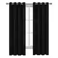 Deconovo Decorative Blackout Curtain Window Treatment Drapery Grommet Thermal Insulated Room Darkening Curtain Panel for Living Room Black 52 by 63 Inch